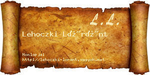 Lehoczki Lóránt névjegykártya